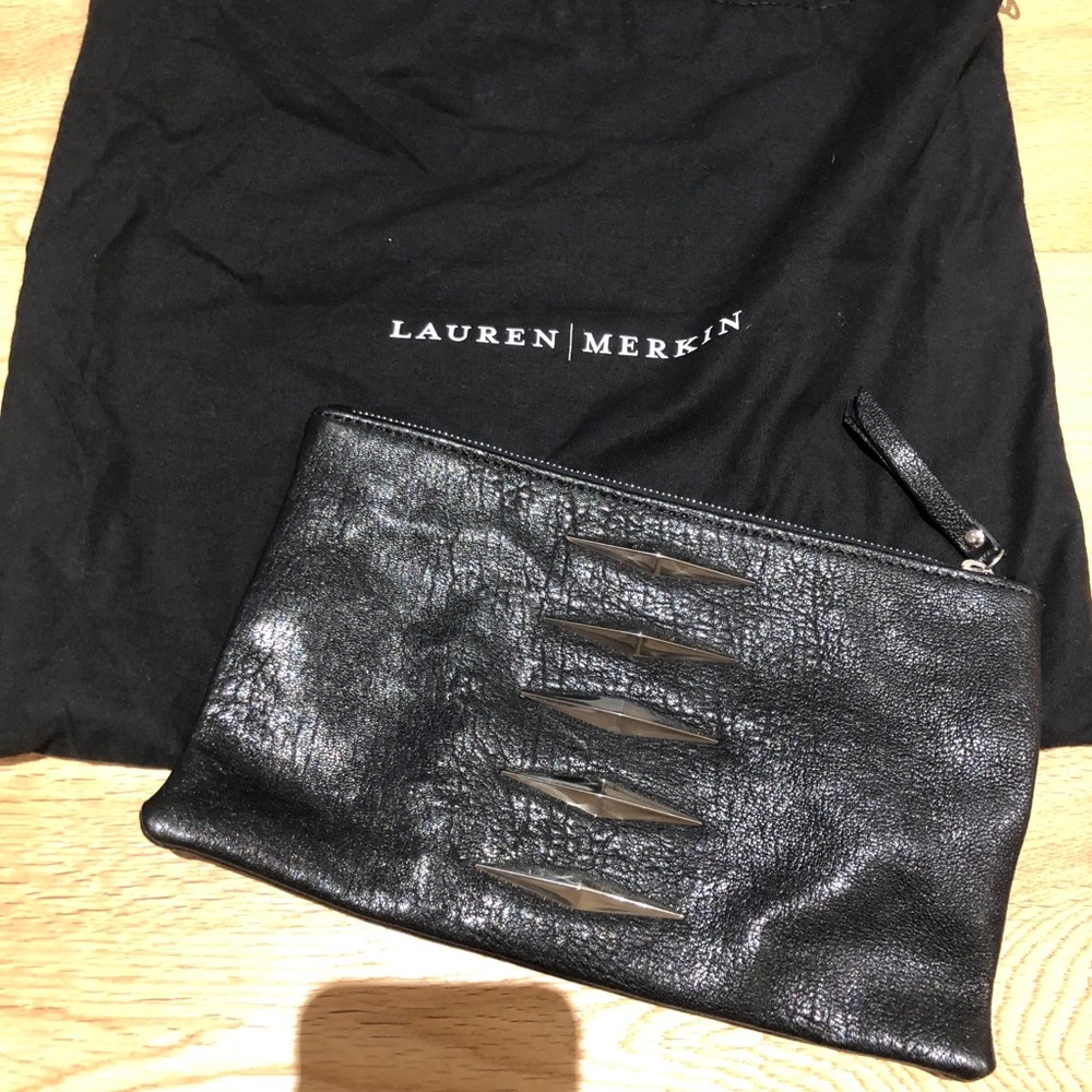 Lauren Merkin Black Leather Clutch